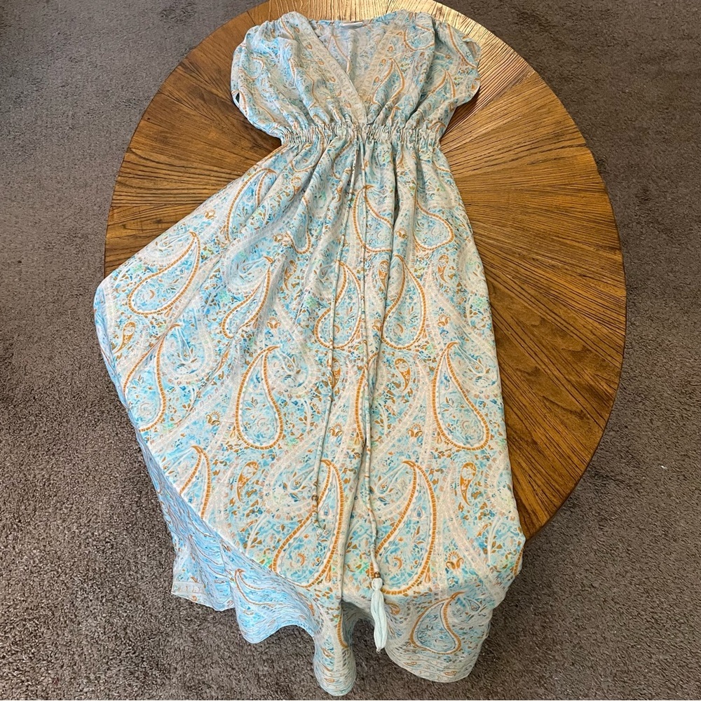 Stunning Bohemian Vintage Silk Paisley Print Maxi Dress By Bohemy Ibiza